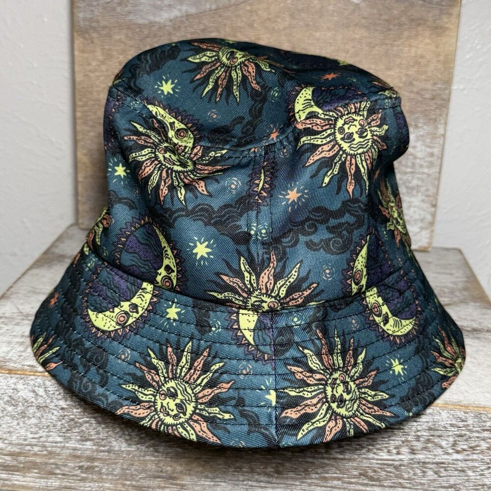 Unbranded Unisex Adults Bucket Hat Celestial Moon Sun Teal One Size NO TAG
